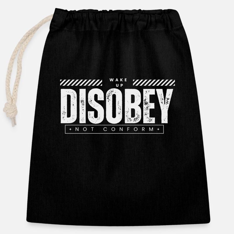 DÉSOBÉIR - ILS VIVENT - Sac cadeau en coton avec cordon (25 x 30 cm) - noir