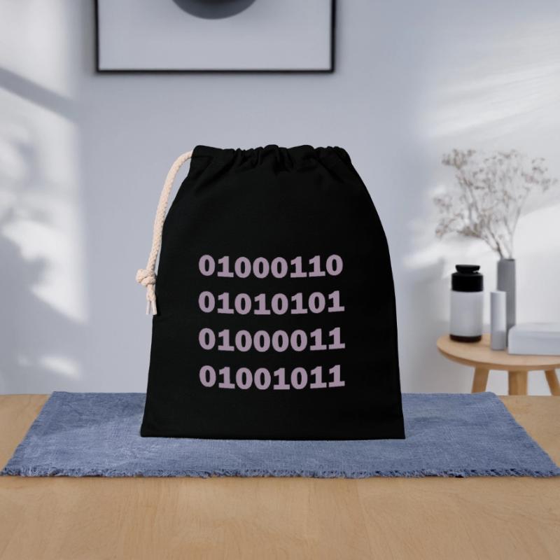Binary Code Fuck Closable cotton gift bag (25x30cm)