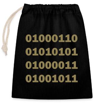 Binär Code Fuck - Verschließbarer Geschenkbeutel aus Baumwolle (25x30cm) - Schwarz - Vorne