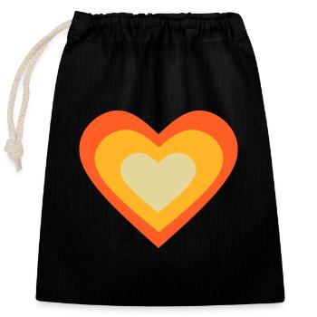 coeur orange motif coeur orange rétro des années 70 - Sac cadeau en coton avec cordon (25 x 30 cm) - noir - Devant