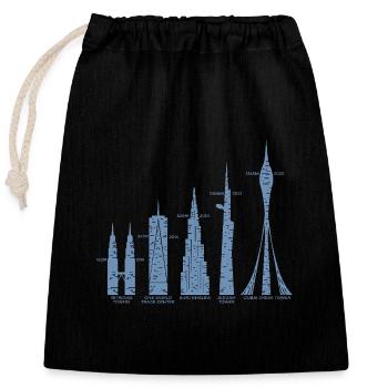 Les plus hauts gratte-ciel Nuages Bâtiments Méga tours - Sac cadeau en coton avec cordon (25 x 30 cm) - noir - Devant