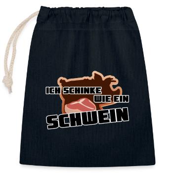 Schinke wie ein Schwein Metzger Geschenk Grillen - Verschließbarer Geschenkbeutel aus Baumwolle (25x30cm) - Navy - Vorne