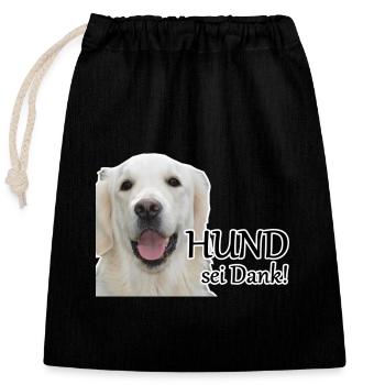 Hund sei Dank Tier Haustier Hunde Spruch Geschenk - Verschließbarer Geschenkbeutel aus Baumwolle (25x30cm) - Schwarz - Vorne