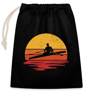 Rowing Boat Rower - Closable cotton gift bag (25x30cm) - black - Front