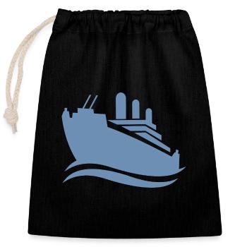 Silhouette de bateau de croisière mer minimaliste - Sac cadeau en coton avec cordon (25 x 30 cm) - noir - Devant