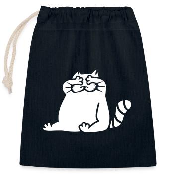 Silhouette weiße Katze geschlossene Augen - Verschließbarer Geschenkbeutel aus Baumwolle (25x30cm) - Navy - Vorne