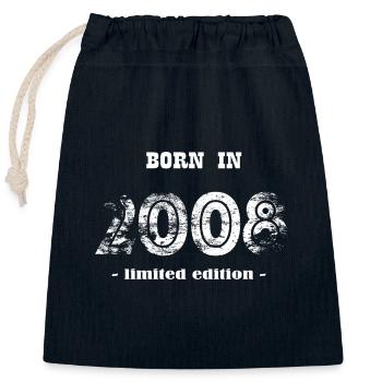 BORN IN 2008 - limited edition - Verschließbarer Geschenkbeutel aus Baumwolle (25x30cm) - Navy - Vorne