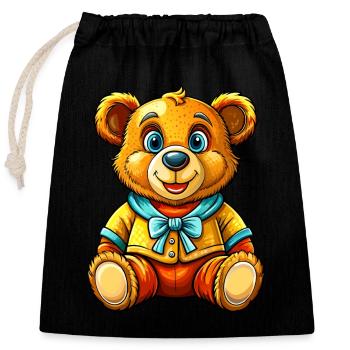 Ours en peluche avec pull - Sac cadeau en coton avec cordon (25 x 30 cm) - noir - Devant