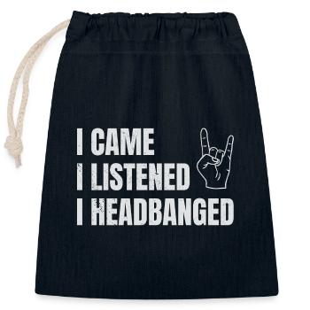 I Came I Listened I Headbanged Metal Caesar Zitat - Verschließbarer Geschenkbeutel aus Baumwolle (25x30cm) - Navy - Vorne
