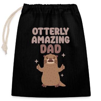 Drôle de loutre avec moustache Otterly incroyable papa jeu de mots - Sac cadeau en coton avec cordon (25 x 30 cm) - noir - Devant