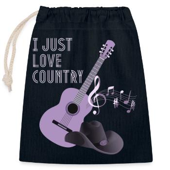 Country Music Spruch, Country Gitarre - Verschließbarer Geschenkbeutel aus Baumwolle (25x30cm) - Navy - Vorne
