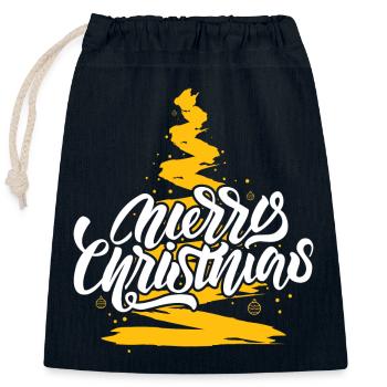 Scénario de Joyeux Noël sur l’Arbre en Or - Sac cadeau en coton avec cordon (25 x 30 cm) - bleu marine - Devant