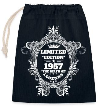 1957 - Sac cadeau en coton avec cordon (25 x 30 cm) - bleu marine - Devant