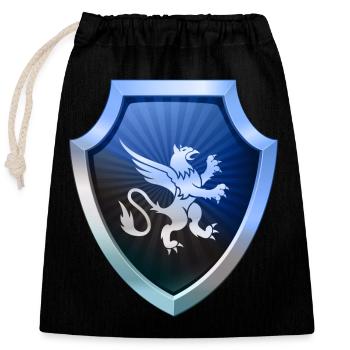 Logo du bouclier Emblème esports Sword Crest symbol lion - Sac cadeau en coton avec cordon (25 x 30 cm) - noir - Devant