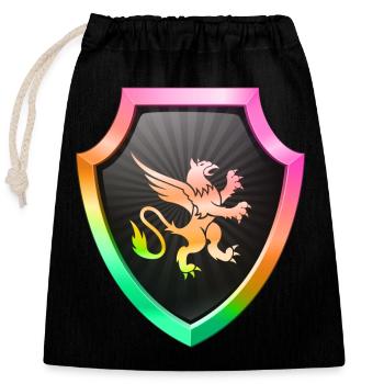 Logo du bouclier Emblème esports Sword Crest symbol lion - Sac cadeau en coton avec cordon (25 x 30 cm) - noir - Devant