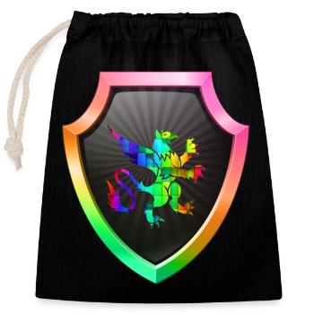 Logo du bouclier Emblème esports Sword Crest symbol lion - Sac cadeau en coton avec cordon (25 x 30 cm) - noir - Devant