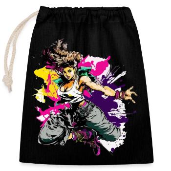 Mia la danseuse hip hop - Sac cadeau en coton avec cordon (25 x 30 cm) - noir - Devant