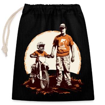 Dad memories - Closable cotton gift bag (25x30cm) - black - Front