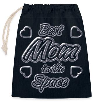 Fête des mères 1 - Sac cadeau en coton avec cordon (25 x 30 cm) - bleu marine - Devant