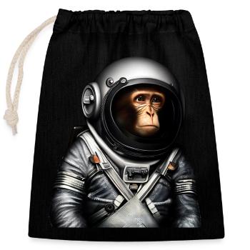 Weltraum Astronaut Affe - Verschließbarer Geschenkbeutel aus Baumwolle (25x30cm) - Schwarz - Vorne
