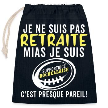 Rugby La Rochelle 2 Etoiles Rochelais Rugbyman - Sac cadeau en coton avec cordon (25 x 30 cm) - bleu marine - Devant