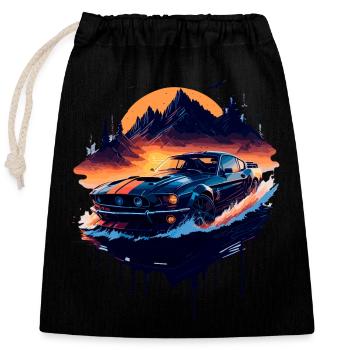 Voiture de sport classique - Sac cadeau en coton avec cordon (25 x 30 cm) - noir - Devant