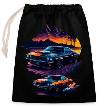 Voiture de sport classique - Sac cadeau en coton avec cordon (25 x 30 cm) - noir - Devant