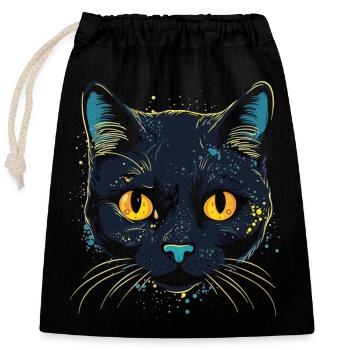 Katzenkopf Schwarze Katze Bombay Happy Cat Katzen - Verschließbarer Geschenkbeutel aus Baumwolle (25x30cm) - Schwarz - Vorne