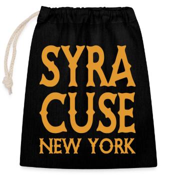 Syracuse - New York - United States of America USA - Closable cotton gift bag (25x30cm) - black - Front