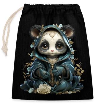 Panda Fairy the Mystical Oriental Panda Bear - Closable cotton gift bag (25x30cm) - black - Front