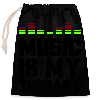 music is my therapy - Closable cotton gift bag (25x30cm) - black - Front