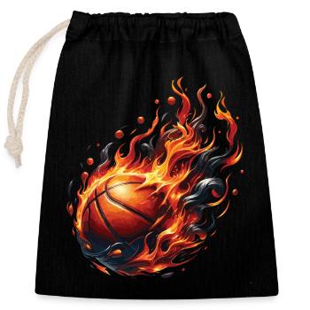 Un ballon de basket en feu - Sac cadeau en coton avec cordon (25 x 30 cm) - noir - Devant