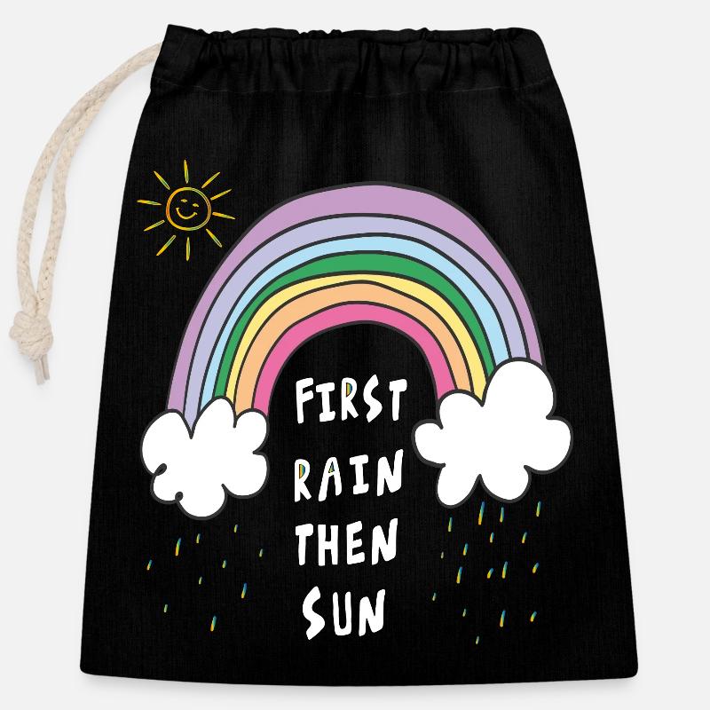 Rainbow - Closable cotton gift bag (25x30cm) - black