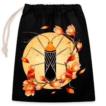 Anisoscelis alipes Leaffoot Bug and Magnolia - Closable cotton gift bag (25x30cm) - black - Front