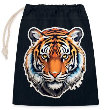 Tigerkopf - Verschließbarer Geschenkbeutel aus Baumwolle (25x30cm) - Navy - Vorne