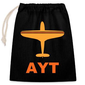 Aéroport - Antalya Turquie - Turquie - AYT - Sac cadeau en coton avec cordon (25 x 30 cm) - noir - Devant