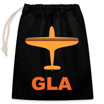 Flughafen Glasgow - GLA - Großbritannien - Verschließbarer Geschenkbeutel aus Baumwolle (25x30cm) - Schwarz - Vorne