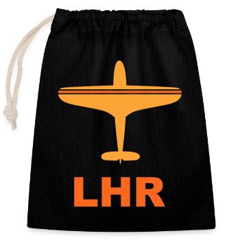 Flughafen London Heathrow - LHR - Großbritannien - Verschließbarer Geschenkbeutel aus Baumwolle (25x30cm) - Schwarz - Vorne