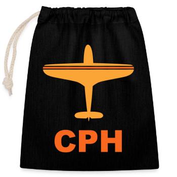 Flughafen Kopenhagen - CPH - Dänemark - Spotter - Verschließbarer Geschenkbeutel aus Baumwolle (25x30cm) - Schwarz - Vorne
