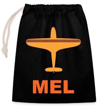 Melbourne Airport - MEL - Australia - Spotter - Closable cotton gift bag (25x30cm) - black - Front