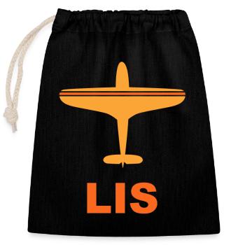 Lisbon Airport - Portugal - Spotter - Spotting - Closable cotton gift bag (25x30cm) - black - Front