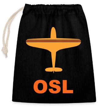Oslo Airport Gardemoen - Norway - Spotter - Closable cotton gift bag (25x30cm) - black - Front