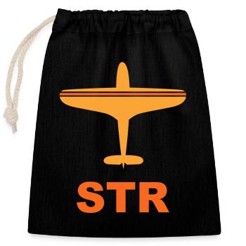 Flughafen Stuttgart - Spotter - Spotting - Verschließbarer Geschenkbeutel aus Baumwolle (25x30cm) - Schwarz - Vorne