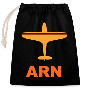 Flughafen Stockholm Arlanda - ARN - Spotter - Verschließbarer Geschenkbeutel aus Baumwolle (25x30cm) - Schwarz - Vorne