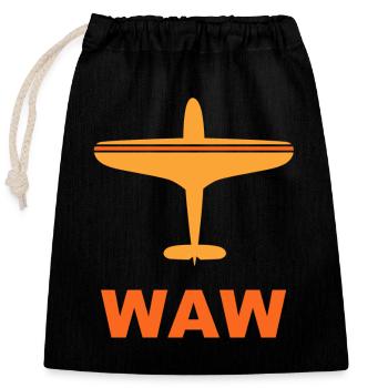 Warsaw Airport - Poland - Poland - Spotter - Closable cotton gift bag (25x30cm) - black - Front
