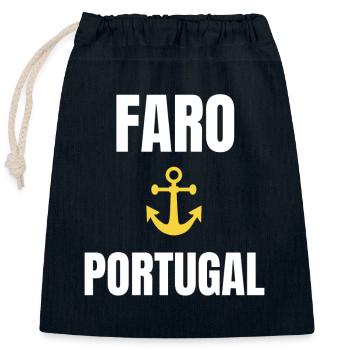 Portuguese fisherman from Faro - Closable cotton gift bag (25x30cm) - navy - Front