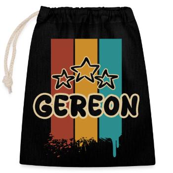 Geschenk für Gereon - Verschließbarer Geschenkbeutel aus Baumwolle (25x30cm) - Schwarz - Vorne