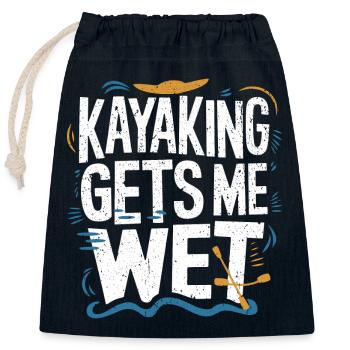 Funny idea for kayak fans - Closable cotton gift bag (25x30cm) - navy - Front