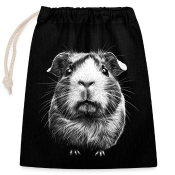 Meerschweinchen Portrait Nager Nagetier Tiere - Verschließbarer Geschenkbeutel aus Baumwolle (25x30cm) - Schwarz - Vorne
