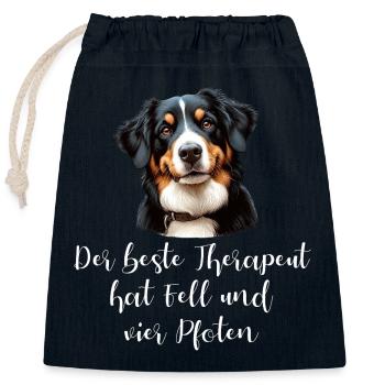 The best therapist has fur and four paws - Closable cotton gift bag (25x30cm) - navy - Front